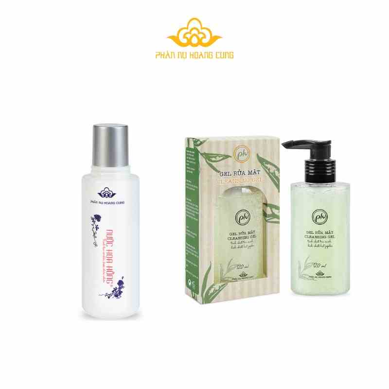 Combo Gel rửa mặt trà xanh và nước hoa hồng Phấn Nụ Hoàng Cung