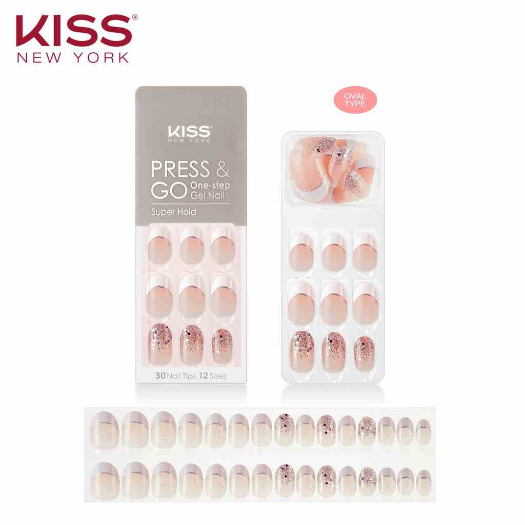 [Mã BMLTB35 giảm đến 35K đơn 99K] Bộ 30 Móng Tay Gel Tự Dán Press & Go Kiss New York Nail Box - Bridal Shower (KPN06K)