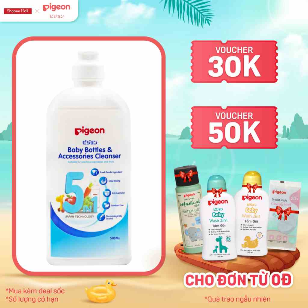 Dung Dịch Súc Rửa Bình Sữa & Phụ Kiện Pigeon 500ml (HSD:10/2023)