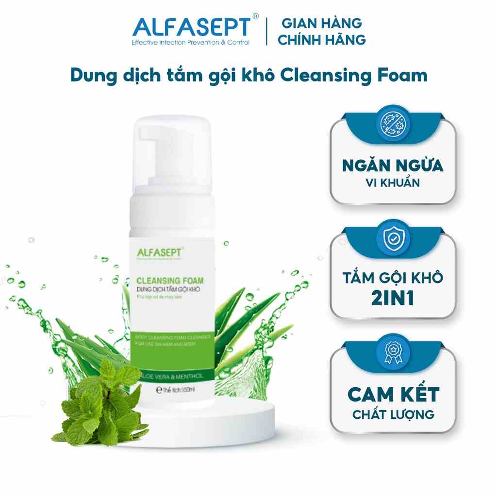 Dung dịch tắm gội khô megasept Cleansing Foam 200ml