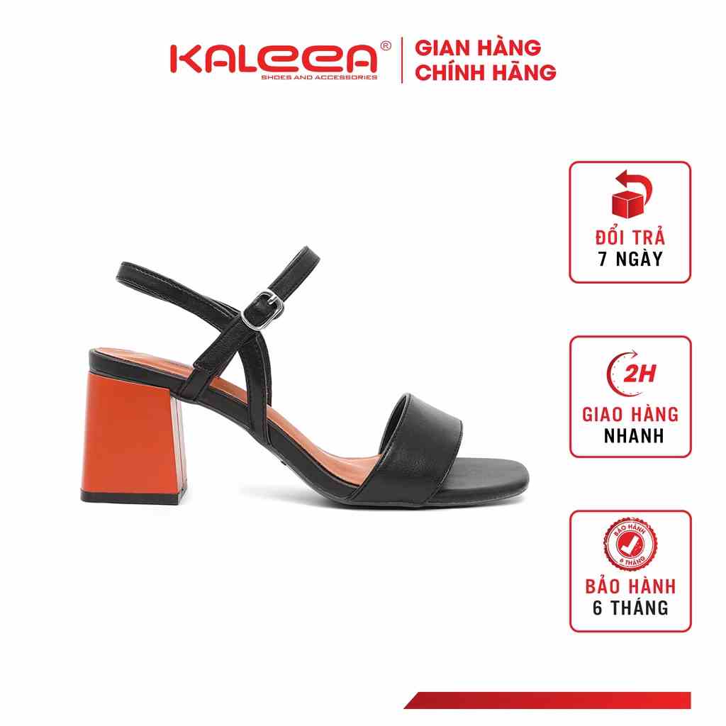 Giày Sandal Cao Gót Nữ Đế Vuông Cao Cấp KALEEA K512 Da Simili Mờ Thiết Kế Cao 6p Quai Mảnh Mũi Vuông