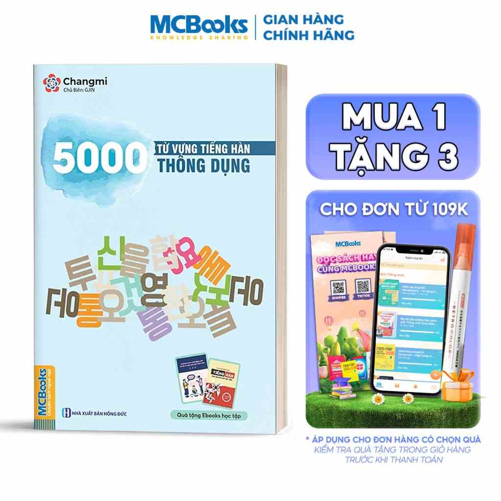 Sách - 5000 Từ Vựng Tiếng Hàn Thông Dụng - MCBooks