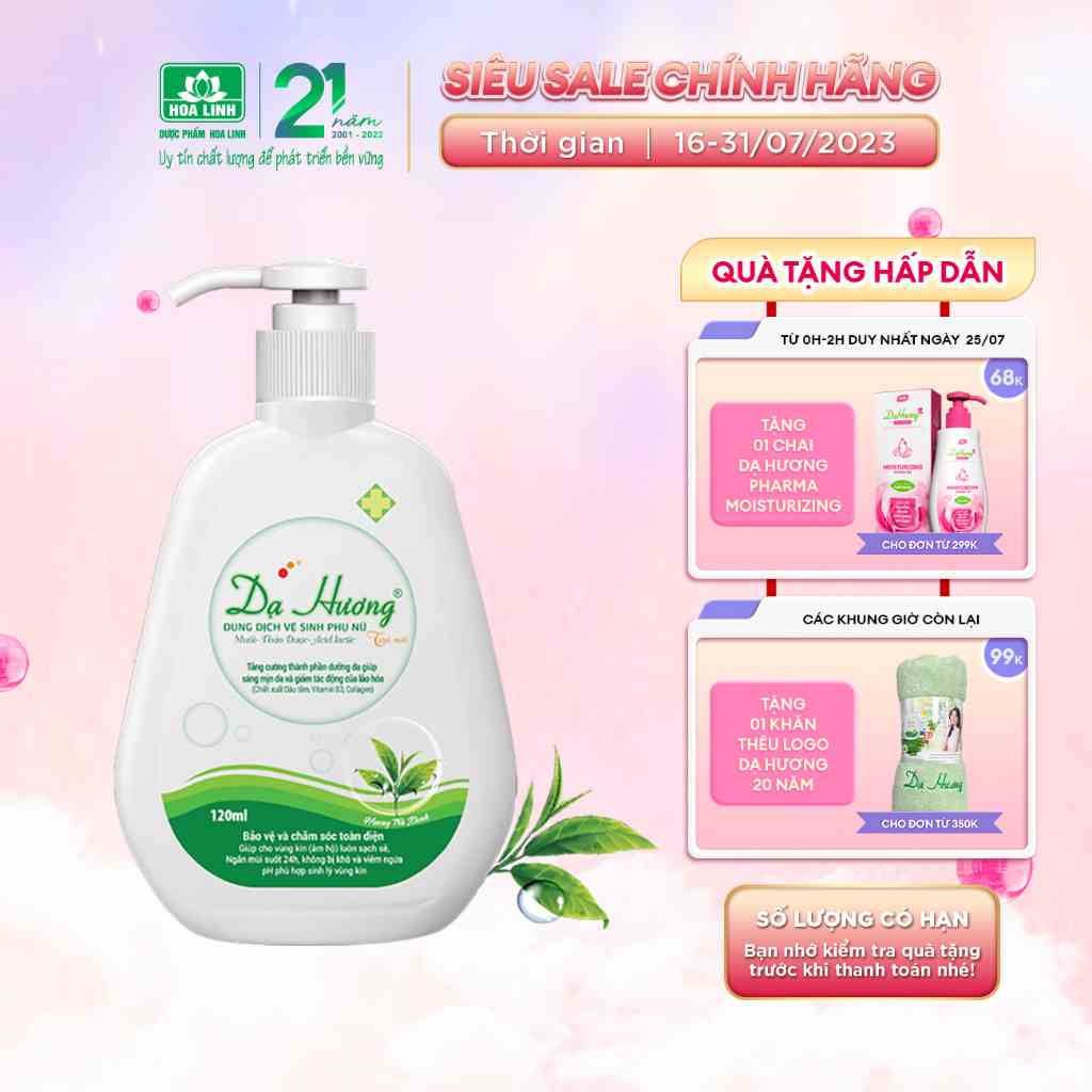 Dung dịch vệ sinh Dạ Hương Trà xanh 120ml