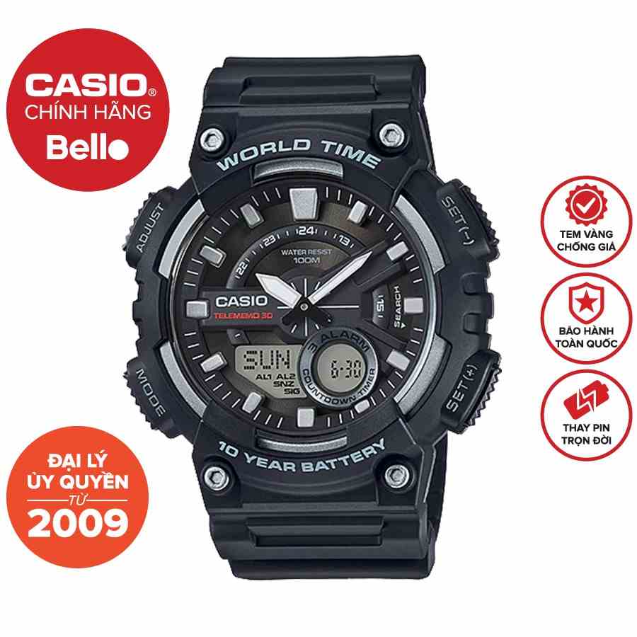 Đồng hồ Nam dây nhựa Casio AEQ-110 chính hãng chính hãng bảo hành 1 năm Pin trọn đời