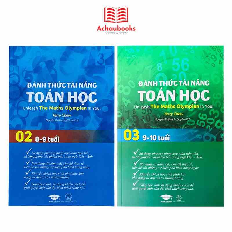 Sách: Đánh Thức Tài Năng Toán Học 2&3 - Á Châu Books (bộ 2 cuốn, 8-10 tuổi)