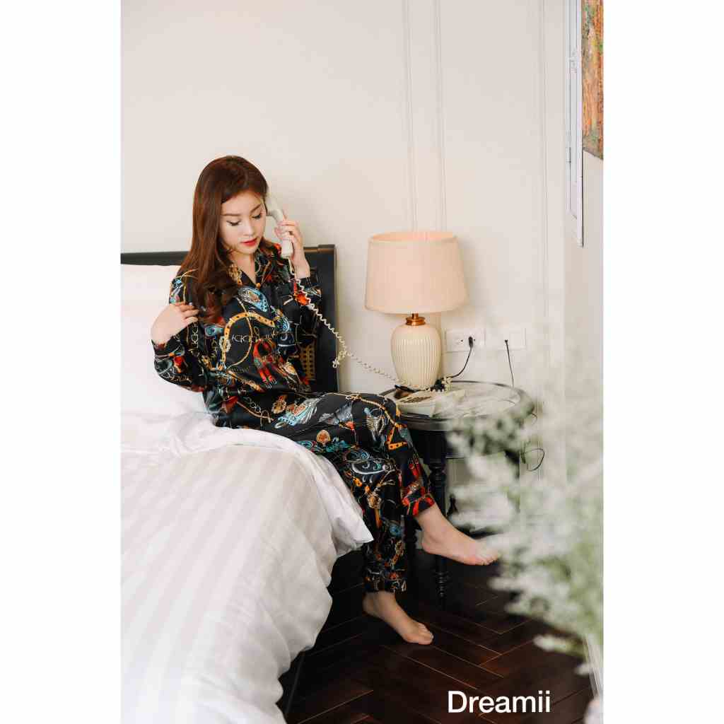 [Mã BMLTA35 giảm đến 35K đơn 99K] [DREAMII] Bộ ngủ dài tay Didi nữ xích đen