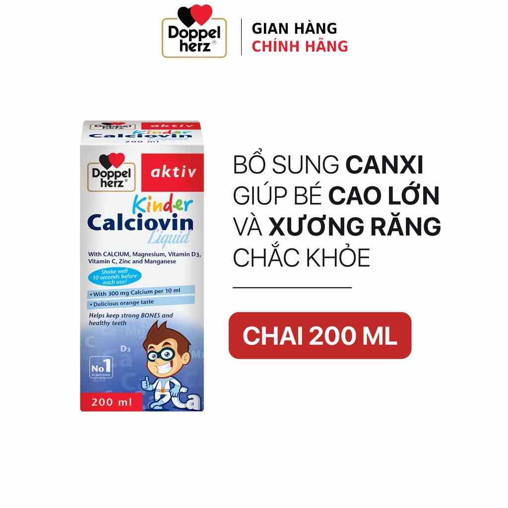 [TPCN Nhập Khẩu] Siro bổ sung Canxi hữu cơ dành cho bé Doppelherz Aktiv Kinder Calciovin Liquid (Chai 200ml)