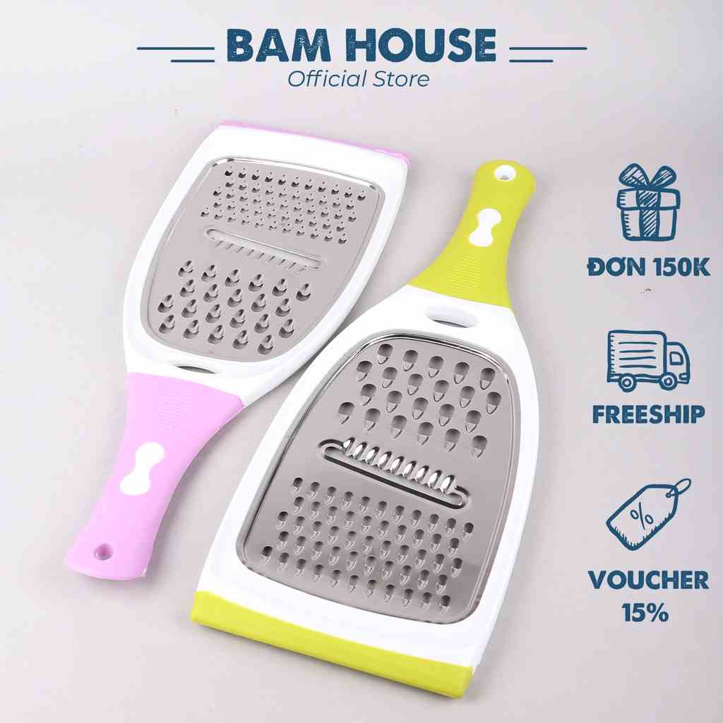 Dụng cụ bào rau củ 3 kiểu inox Bam House có tay cầm cao su siêu bén cao cấp BTC06 - Gia dụng bếp