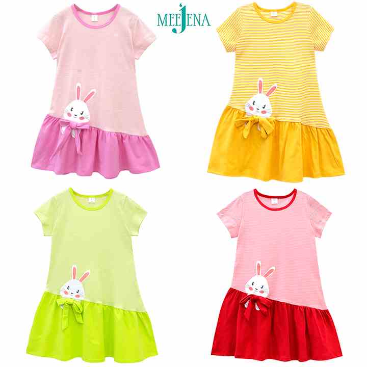 Đầm Bé Gái Tay Ngắn Vải Sọc 14-39 kg MEEJENA - 100% Cotton - 1906