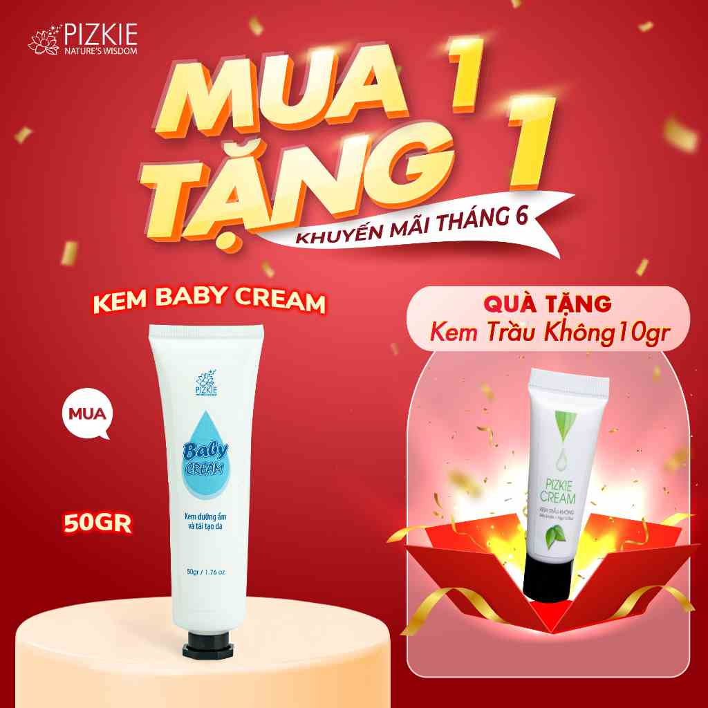 [Mã BMLTB35 giảm đến 35K đơn 99K] Kem Dưỡng Ẩm Giảm Nứt, Nẻ, Giúp Tái Tạo Da PIZKIE BABY CREAM 50gr