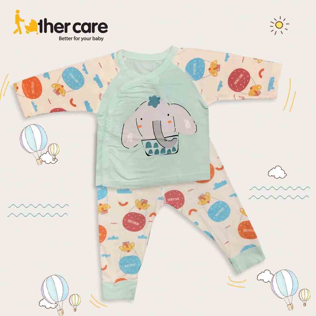 Bộ Quần áo FatherCare Cài lệch Dài tay - Voi (Trơn - Họa tiết) FC769