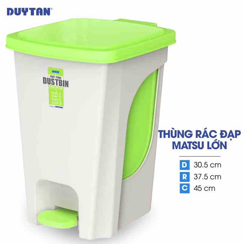 Thùng rác đạp lớn nhựa DUY TÂN Matsu (30 x 37.5 x 45 cm) - 02409 - Giao màu ngẫu nhiên