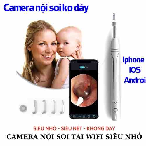 Camera nội soi tai KAW không dây tương thích hầu hết các thiết bị tặng kèm đầu lấy ráy tai bảo hành lỗi 1 đổi 1