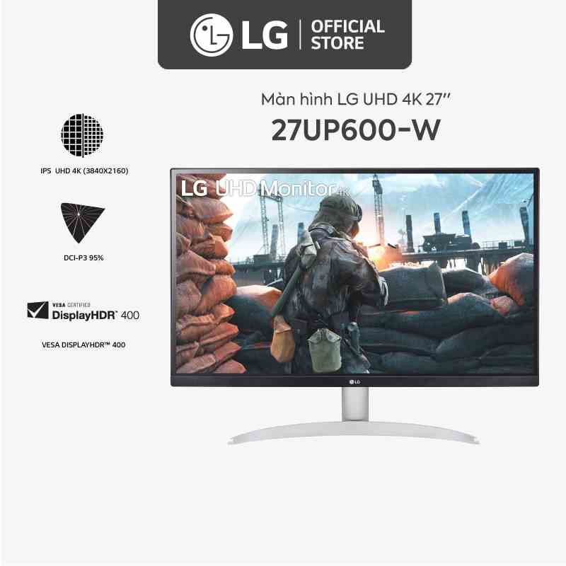 [Mã ELBAU5 giảm 5% đơn 300K] Màn Hình LG 27UP600-W 27 4K UHD IPS VESA DisplayHDR™ 400 - Hàng Chính Hãng