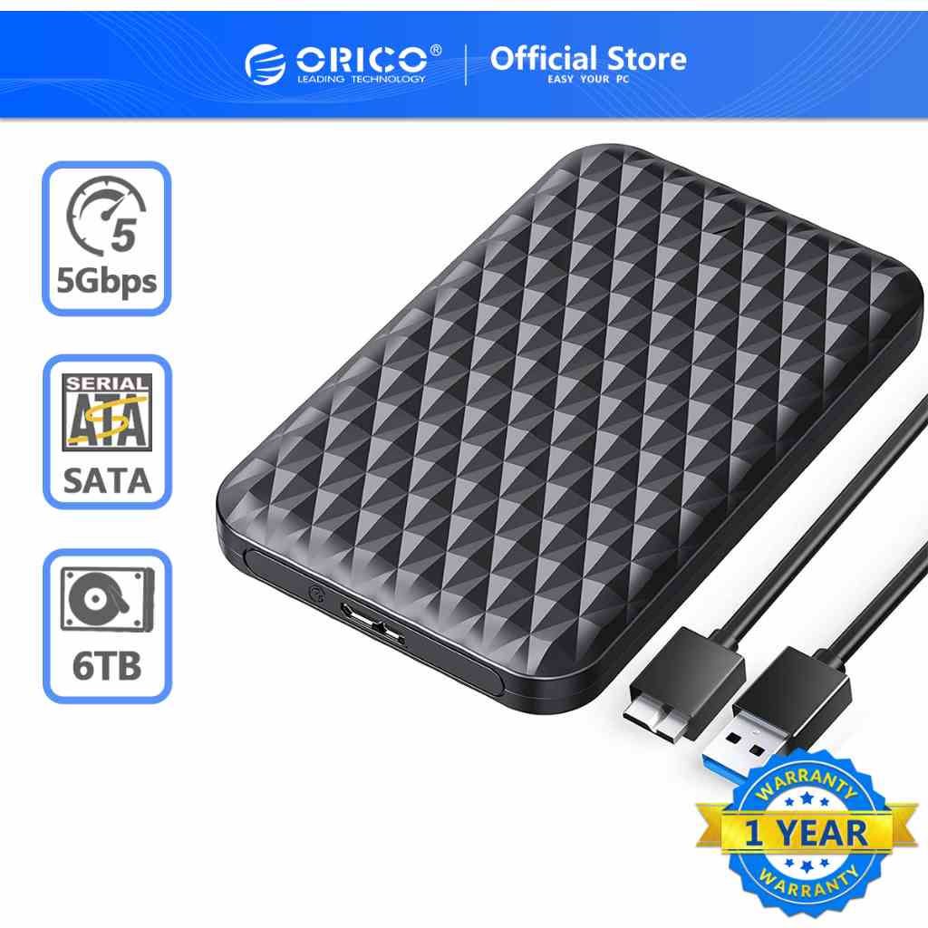 Bộ hộp đựng ổ cứng ORICO 2520C3 2.5 inch SATA 3.0 đến cổng USB 3.0 5 Gbps 4TB HDD SSD hỗ trợ UASP HD màu đen / trắng