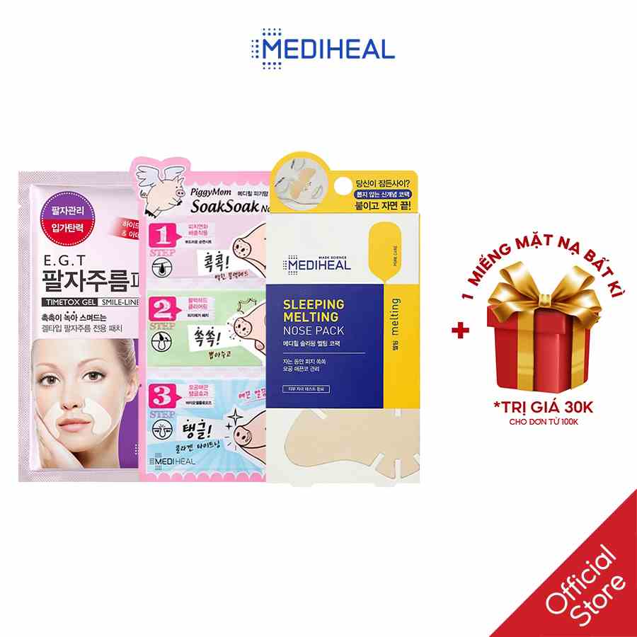 Mặt Nạ Cho Vùng Môi và Mũi Mediheal Piggymom, Smile Line, Sleeping Melting Nose Patch 25 ml