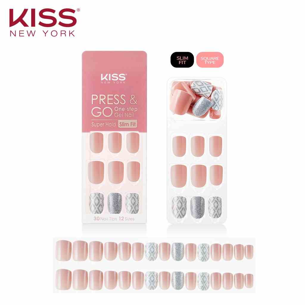 Bộ 30 Móng Tay Gel Tự Dán Press & Go Kiss New York Nail Box - Diamond Pattern (KPNS14K)