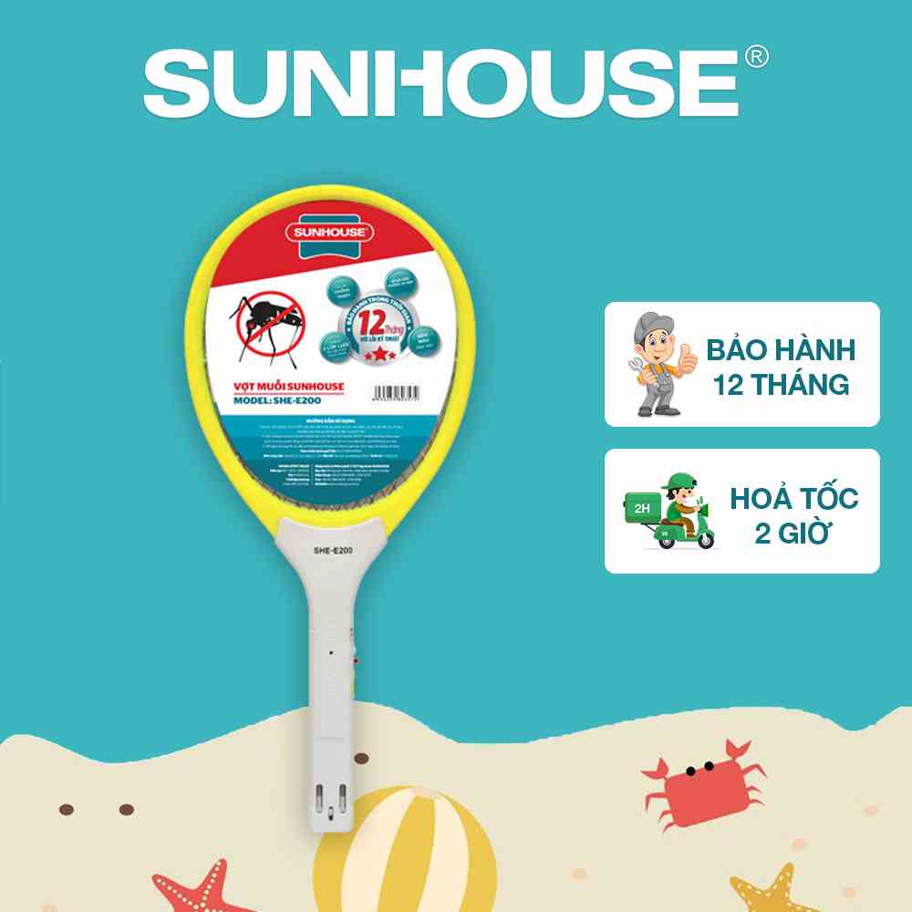 Vợt muỗi SUNHOUSE SHE-E200 - Bảo hành chính hãng 12 tháng