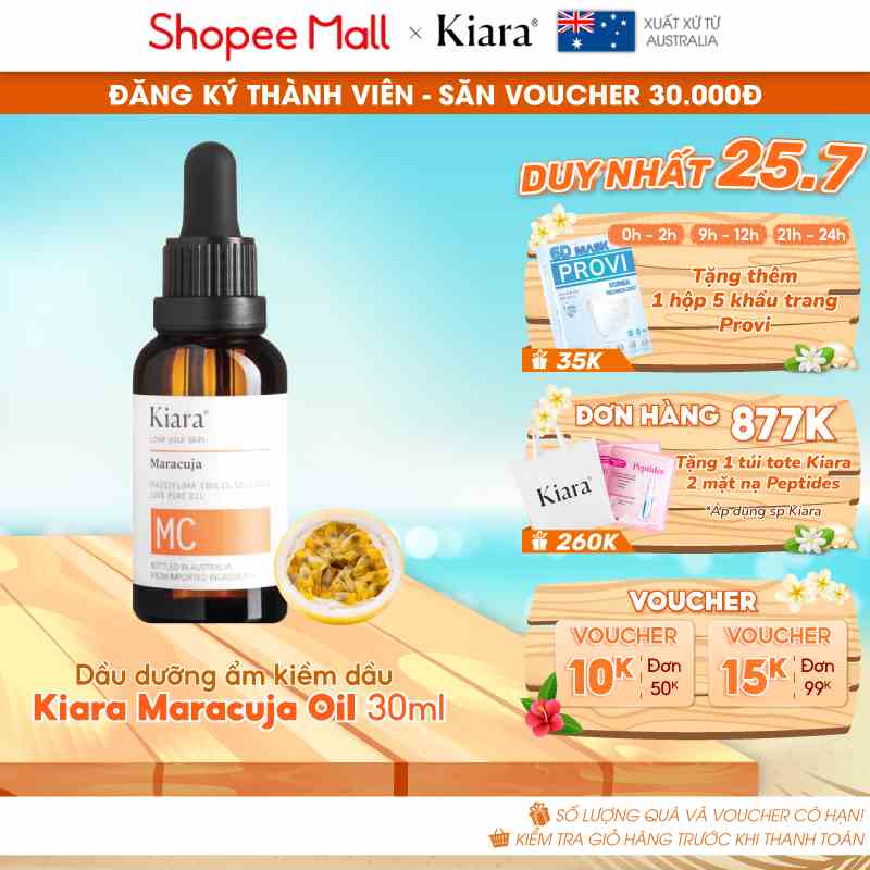 Dầu dưỡng ẩm kiềm dầu giảm mụn Kiara Maracuja Oil 30ml