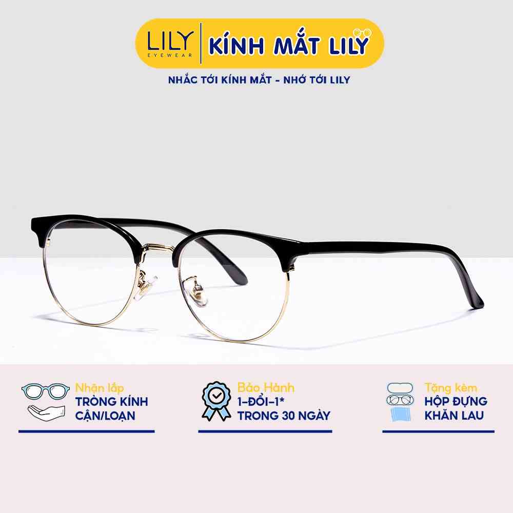 Gọng kính nam nữ Lilyeyewear kim loại càng nhựa, mắt tròn, nhiều màu 622314