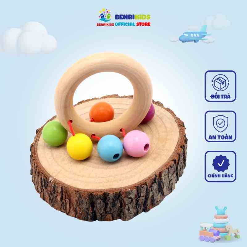 Đồ Chơi Sơ Sinh Lục Lạc Lắc Vòng Gỗ Benrikids Cho Bé Phát Triển Thính Giác