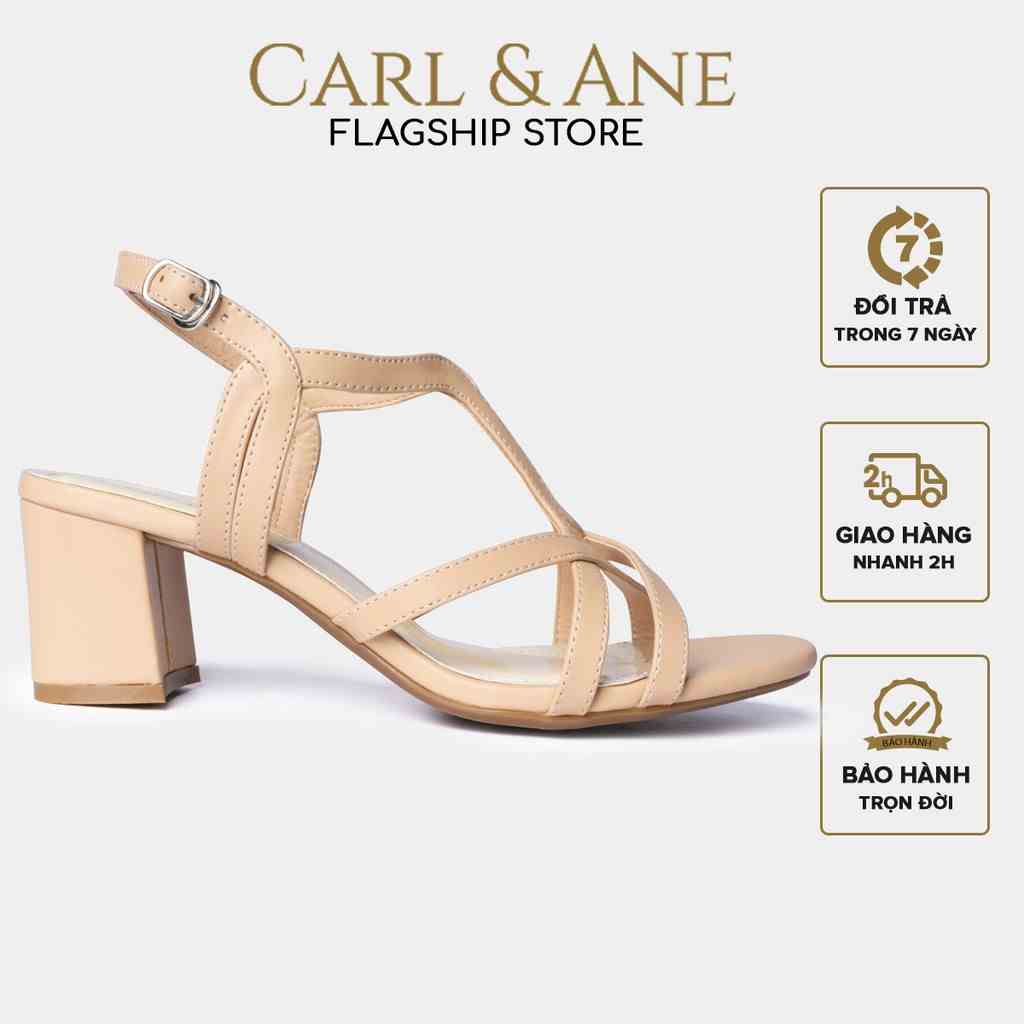 [Mã BMLTB35 giảm đến 35K đơn 99K] Carl & Ane - Giày sandal phối dây nữ mũi vuông gót cao 5cm màu nude _ CS002