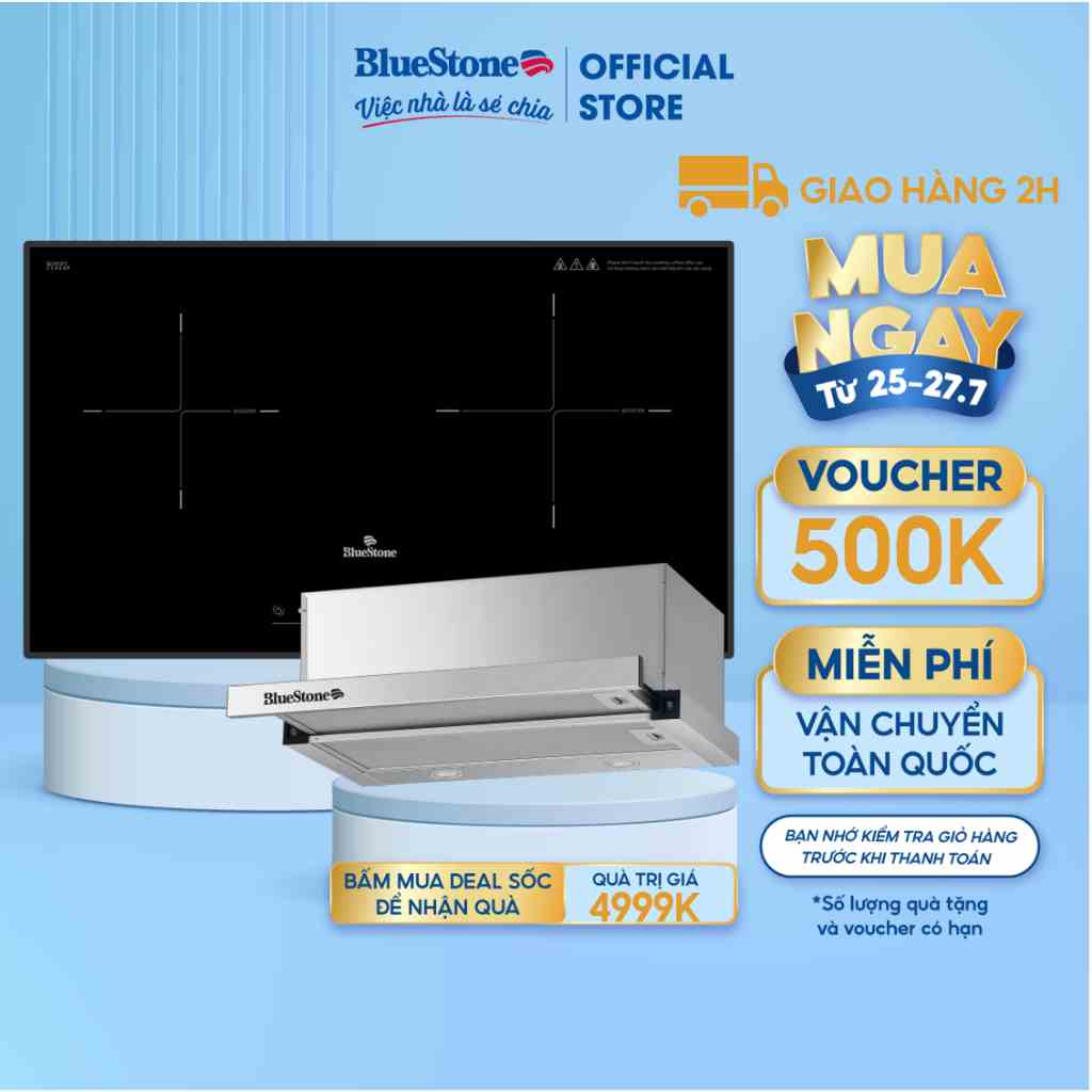 [Mã ELBAU5 giảm 5% đơn 300K] [Miễn phí lắp đặt HCM HN] Bếp Âm Từ Đôi Bluestone ICB-6835 (5200W)