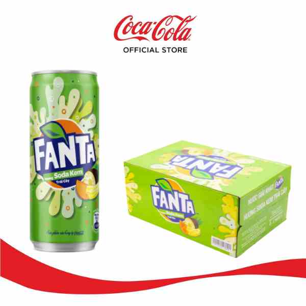 Thùng 24 Lon Nước Giải Khát Có Gas Fanta Soda Kem 320mlx24