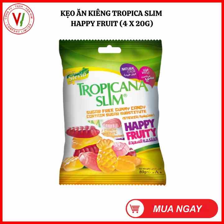 Kẹo dẻo ăn kiêng không đường Tropicana Slim Happy Fruit 80g (4 x 20g) - Hàng phân phối độc quyền