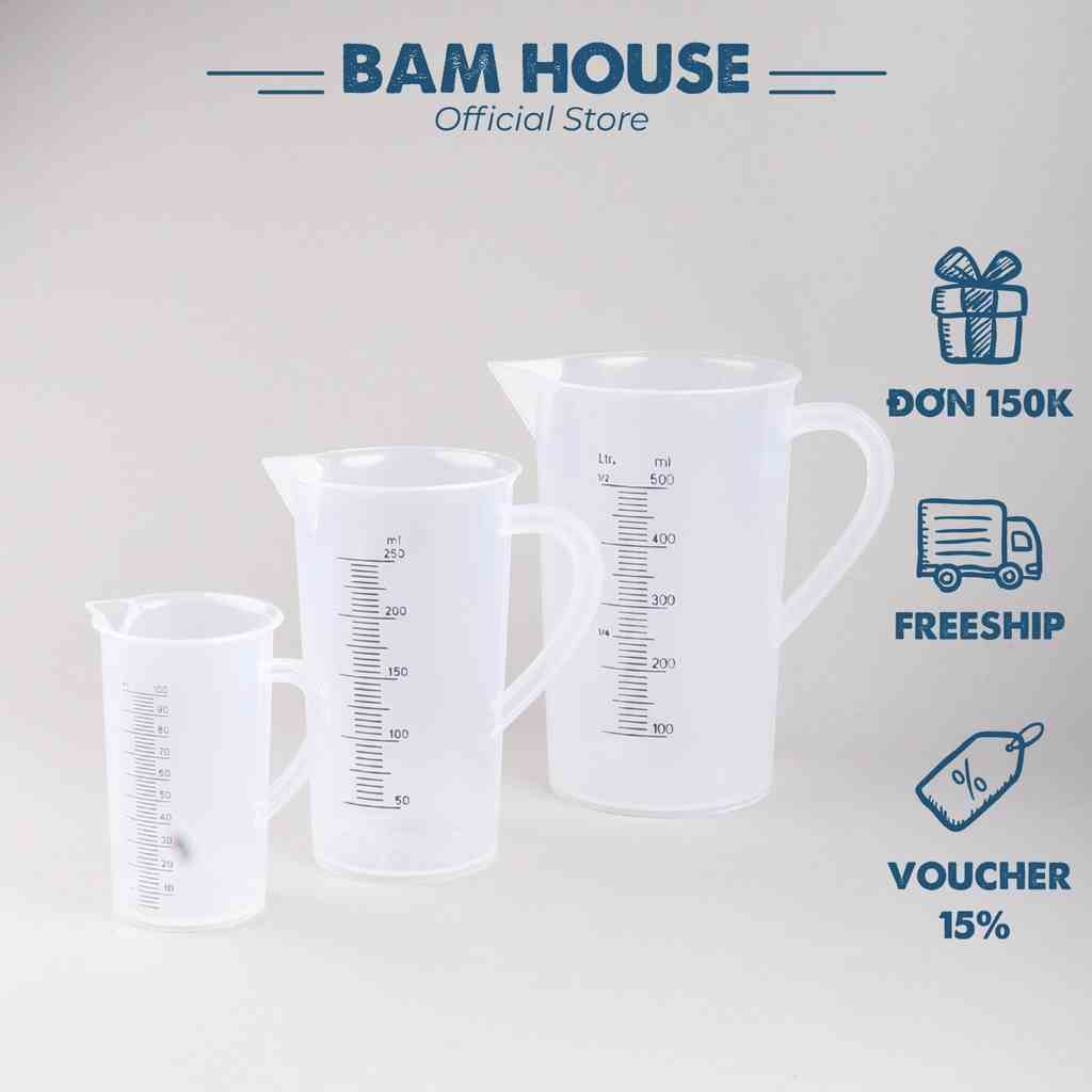 Ly đong nhựa định lượng pha chế loại lớn 100ml – 500ml Bam House cao cấp LDN01 – Gia dụng bếp