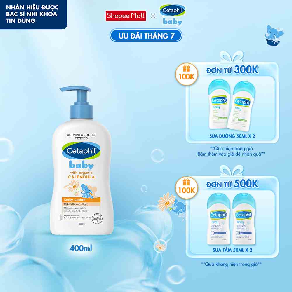 Sữa dưỡng ẩm dịu lành cho bé CETAPHIL BABY LOTION WITH ORGANIC CALENDULA 400ML