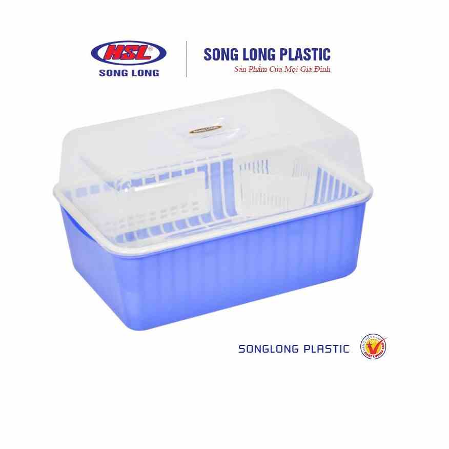 Giá úp bát đĩa đa năng Song Long Plastic có nắp đậy - 2166