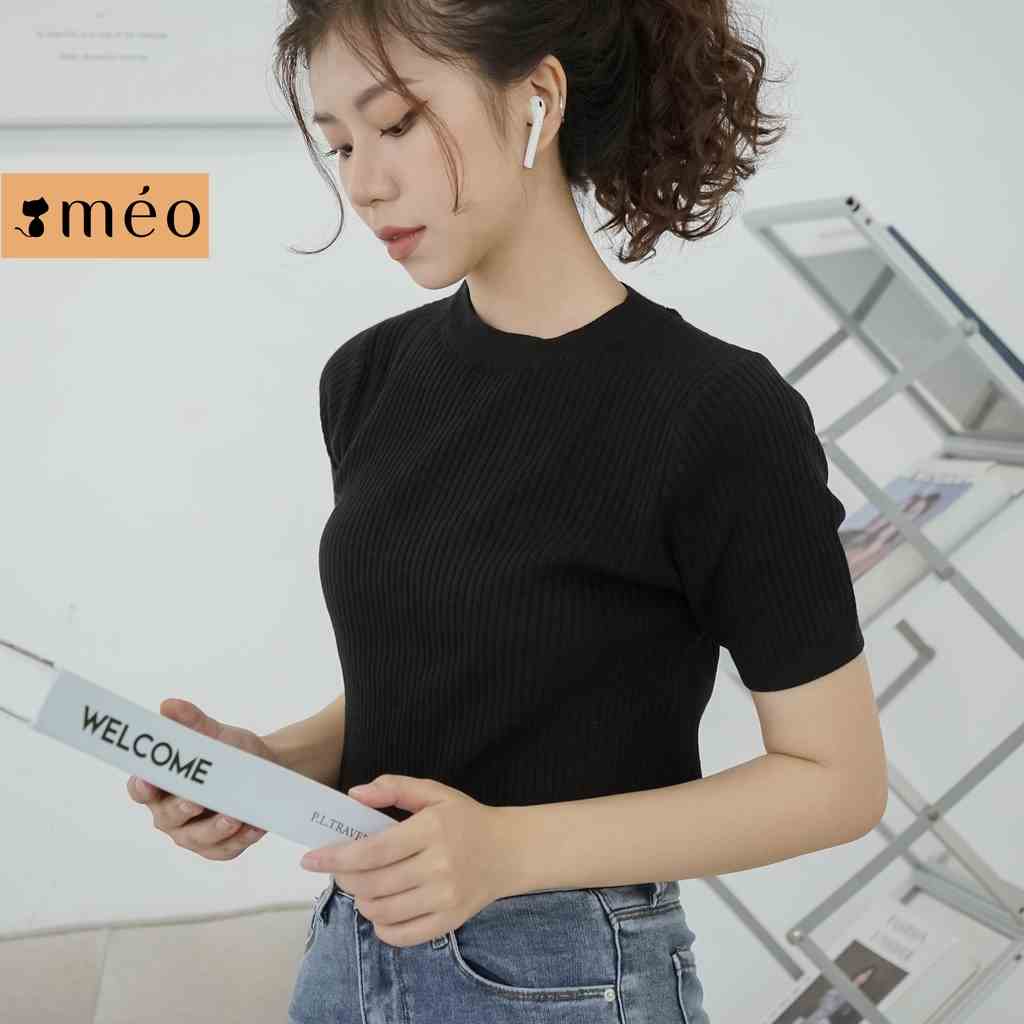 Áo len nữ Méo shop tay ngắn phong cách Hàn Quốc Corm