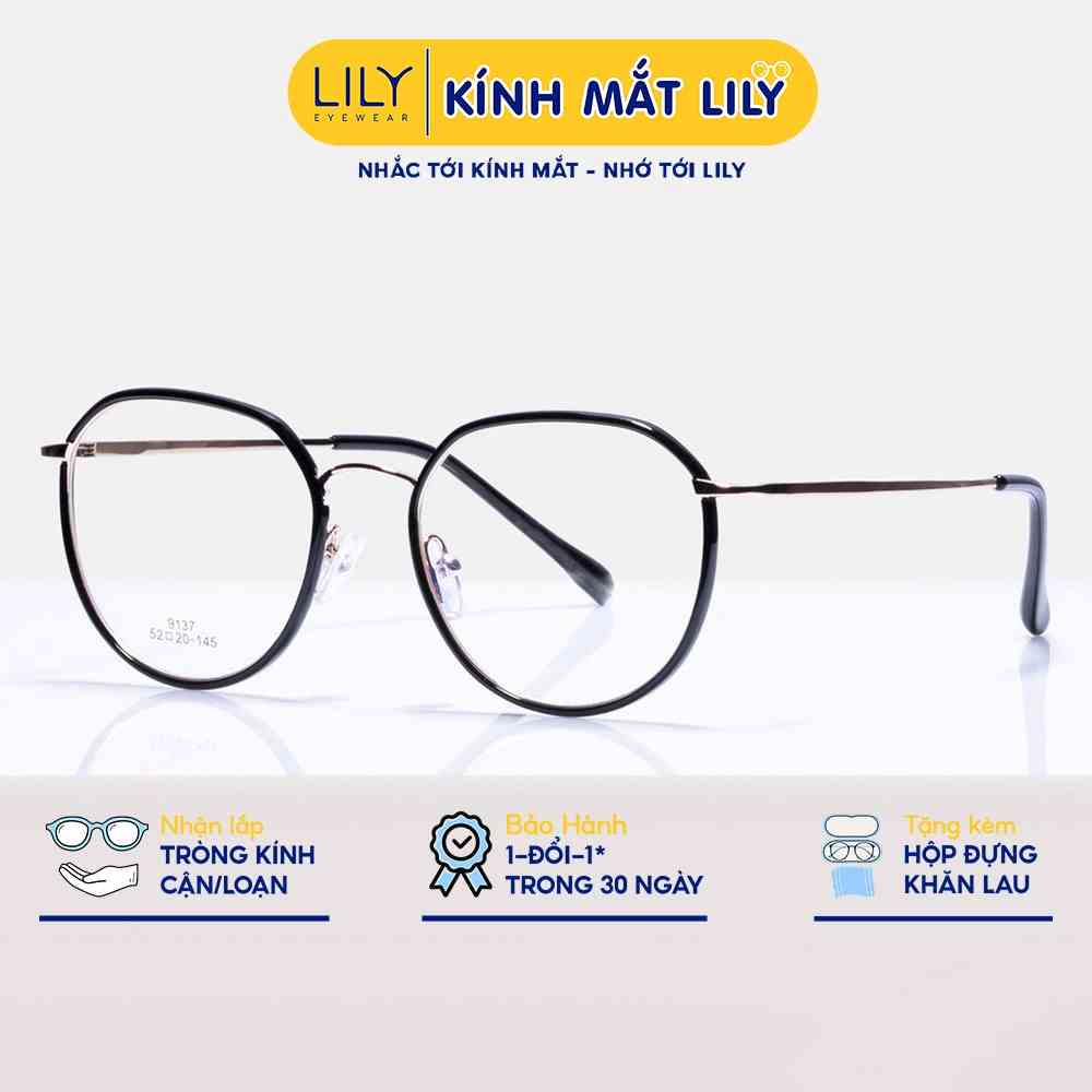 Kính thời trang nữ LILYEYEWEAR mắt tròn to không độ thanh mảnh nhiều màu 9137