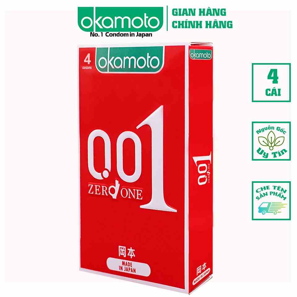 [Mã BMLTB35 giảm đến 35K đơn 99K] [ Tết Tiết Kiệm ] Bao Cao su Okamoto 0.01 PU Siêu mỏng Truyền Nhiệt Nhanh Hộp 4 cái