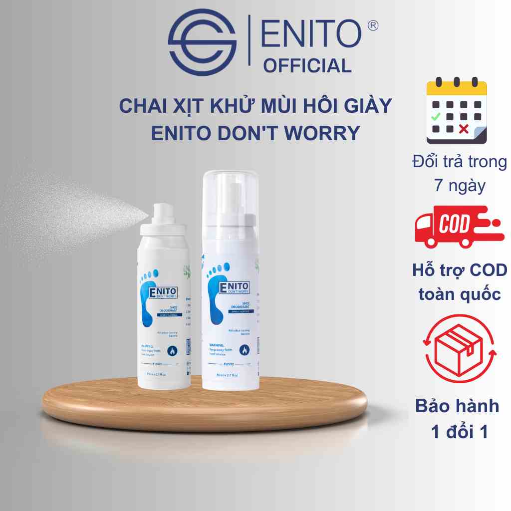 Chai xịt khử mùi Enito Dont Wory 100ml - Xịt khử nhanh chóng mùi hôi chân, tiêu diệt vi khuẩn nấm mốc