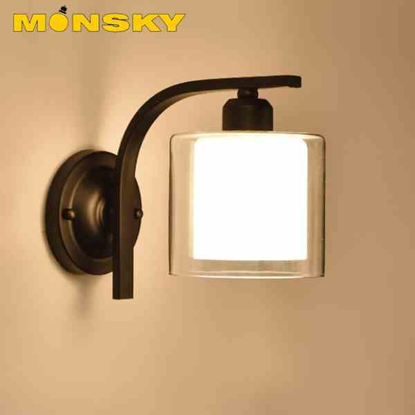 Đèn gắn tường MONSKY MOKA chao 2 lớp sang trọng thân đèn sơn tĩnh điện 3 lớp không gỉ (có kèm theo bóng LED)