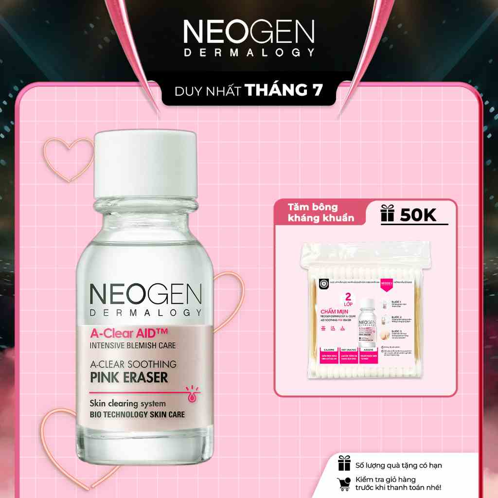 Chấm Mụn 2 Lớp Xẹp Mụn Sau 4H Neogen Dermalogy A-Clear Aid Soothing Pink Eraser 15ml