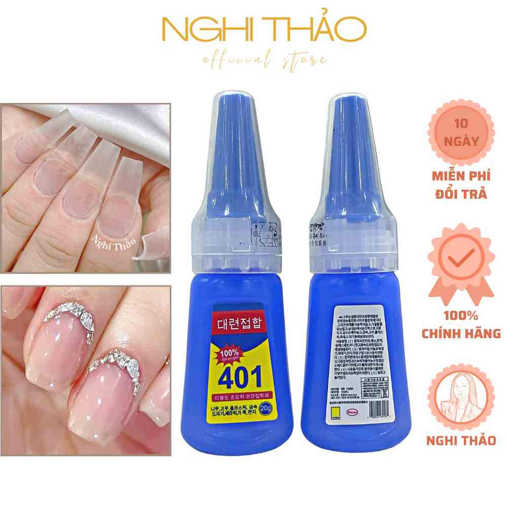 Keo 401 chính hãng NGHI THẢO gắn móng siêu chắc 20g