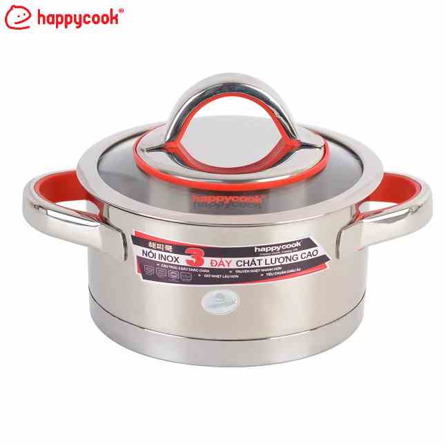 [Mã BMLTB200 giảm đến 100K đơn 499K] Nồi inox cao cấp 3 đáy nắp kiếng Happy Cook Aries 16cm HC-16AR