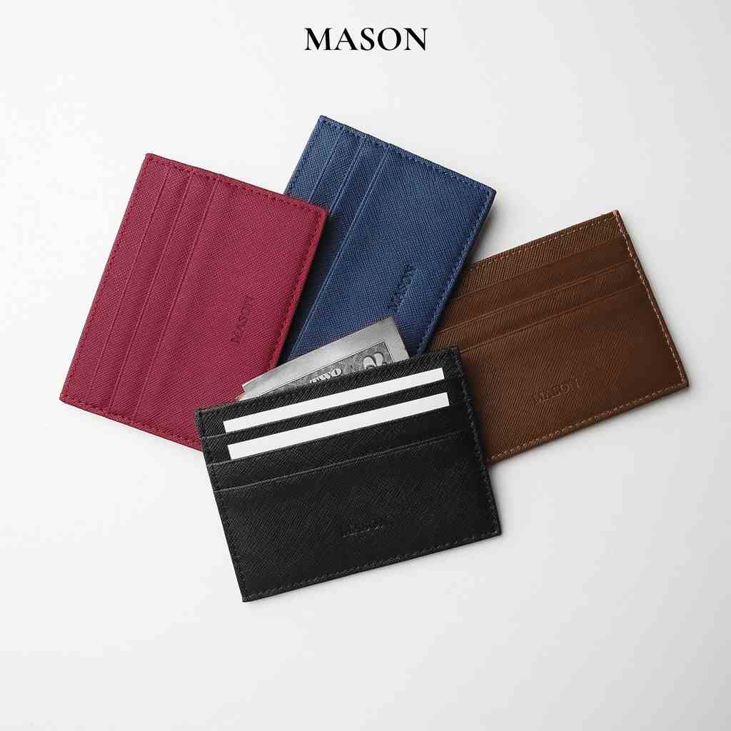 Ví card mini đựng thẻ Card Case da Saffiano nhập khẩu Unisex nam nữ nhỏ gọn cầm tay thương hiệu MASON - M01