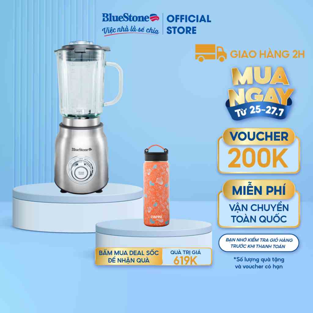 [Mã ELRE2TR giảm 8% đơn 500K] Máy Xay Sinh Tố 1000W - 1.75L Bluestonee BLB-5377