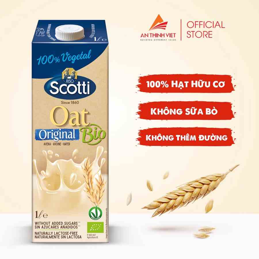 [Mã BMLTB35 giảm đến 35K đơn 99K] Sữa Yến Mạch Tự Nhiên Hữu Cơ Riso Scotti - Bio Original Oat Drink - 1L