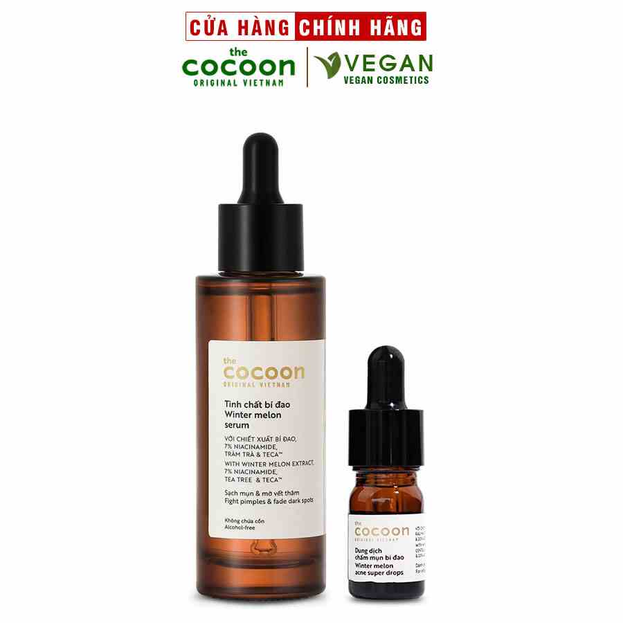 Bộ tinh chất bí đao cocoon 70ml + Dung Dịch Chấm mụn bí đao cocoon 5ml