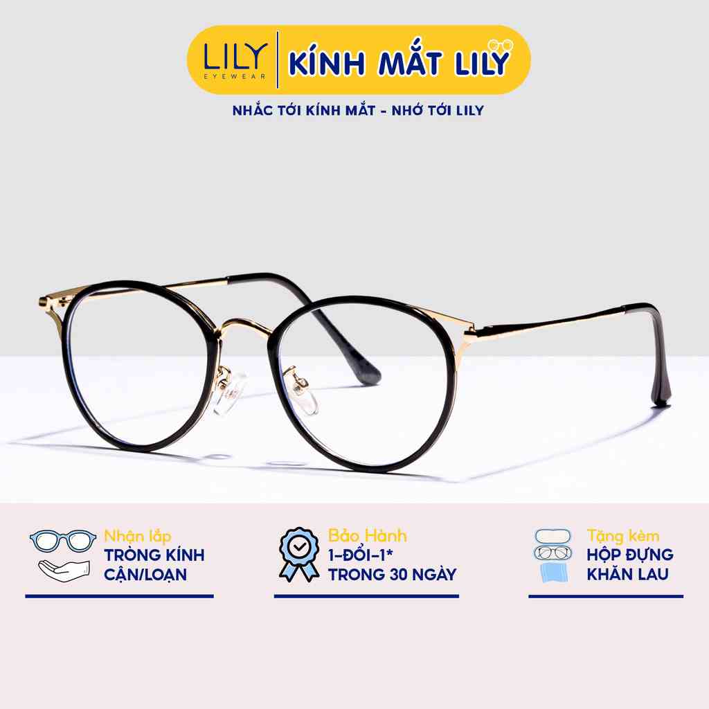 Gọng kính mắt mèo kim loại nữ Lilyeyewear thiết kế phong cách phụ kiện thời trang 9002329