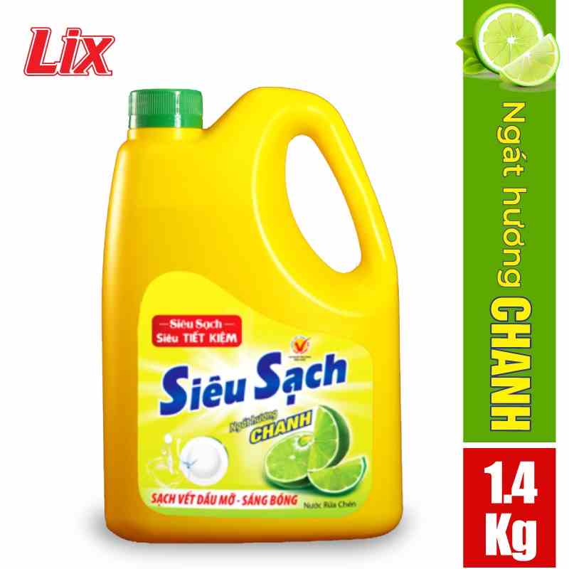 [Mã BMLTB35 giảm đến 35K đơn 99K] Nước rửa chén LIX siêu sạch hương chanh 1.4kg NS140