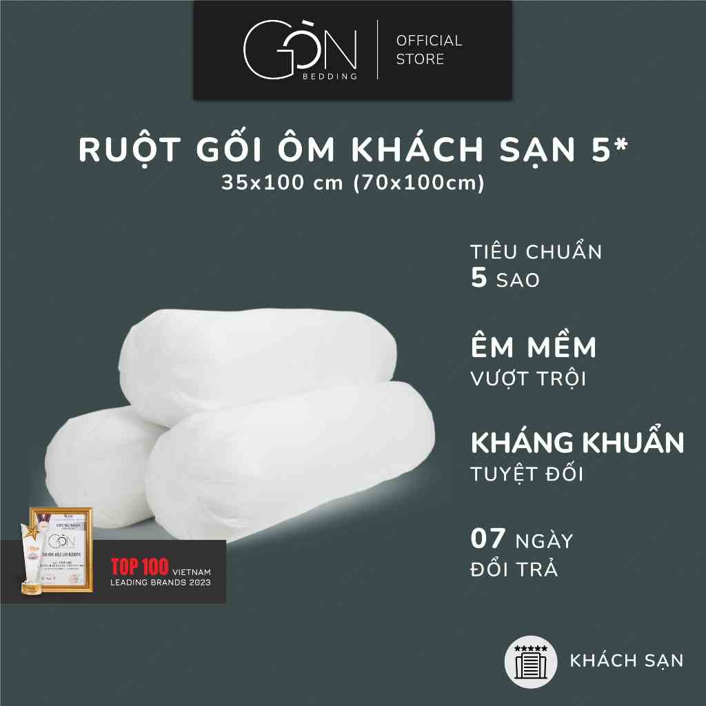 Ruột Gối Ôm Gòn Bedding Gòn Lông Vũ / Gòn Bi 35x100 cm - 1 Cái