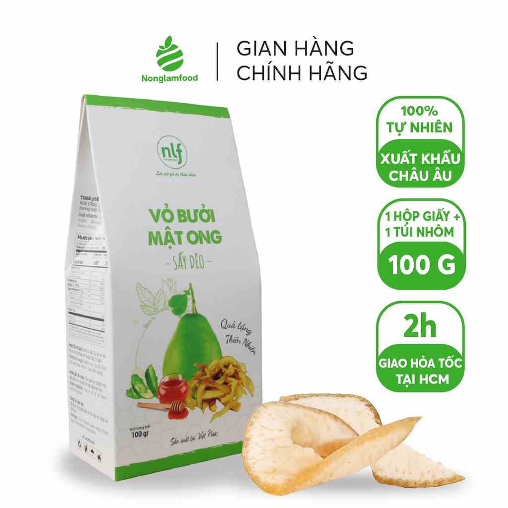 Vỏ bưởi mật ong sấy dẻo Nonglamfood 100g | Giảm cân, ăn kiêng hiệu quả, tăng cường đề kháng tự nhiên, đẹp da