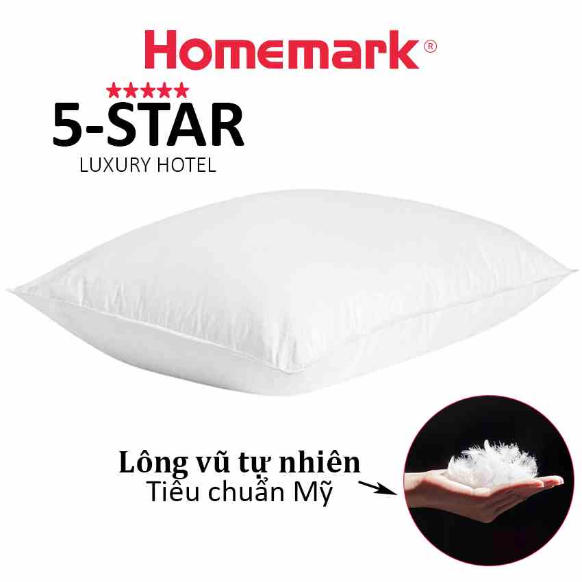 Ruột gối nằm lông vũ tự nhiên Hanvico by Homemark kháng khuẩn cao cấp kích thước 50x70 và 60x80 cm