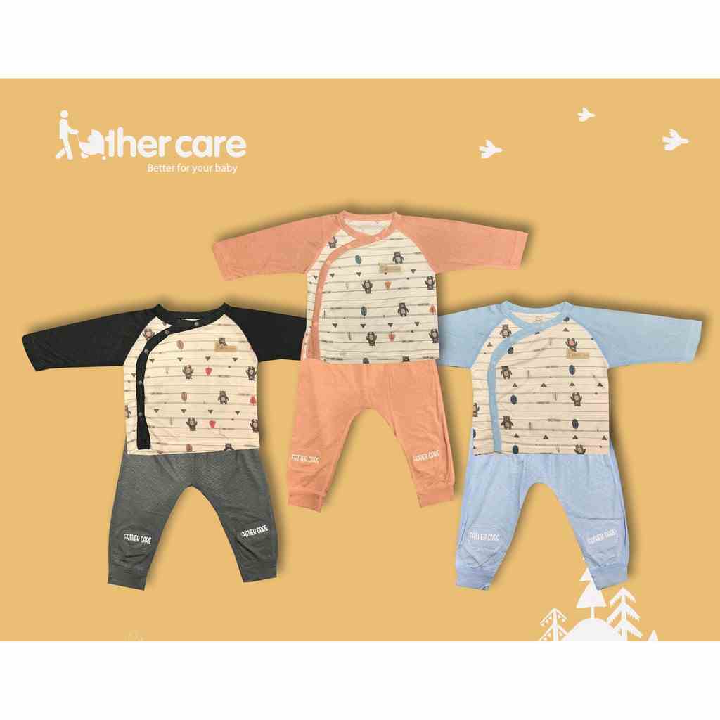 Bộ Quần Áo sơ sinh DT FatherCare Cài Lệch - Họa Tiết Gấu (Họa Tiết - Trơn) FC762